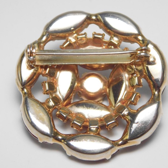 Rare - Vintage 1950’s Weiss Jewelry Red AB Rhinestone Brooch - Picture 3 of 3